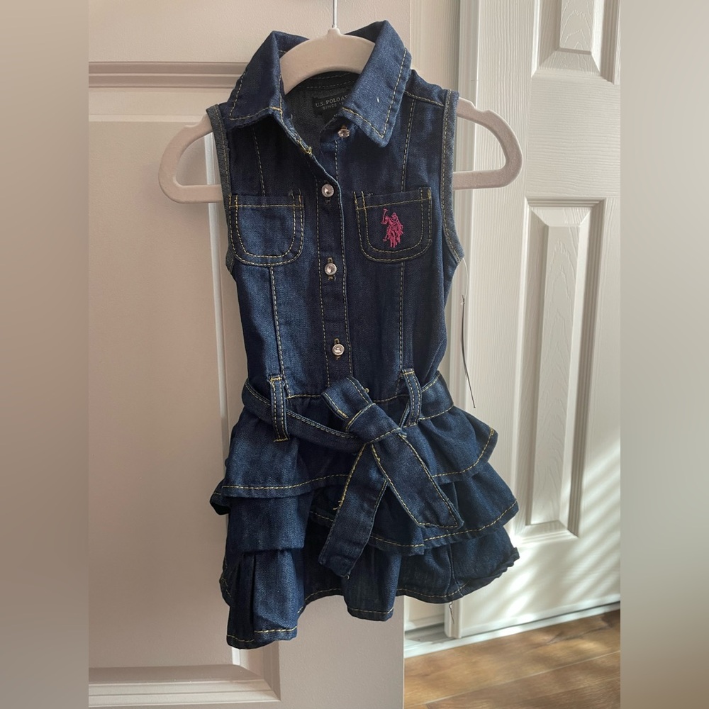 U.S. Polo Assn. Dark Blue Denim Dress with Pink Emblem